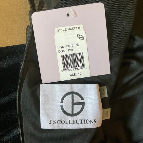 JS Collection Velvet Midi Sheath Short Sleeve Cocktail Dress Black Size 10 - Picture 9 of 12